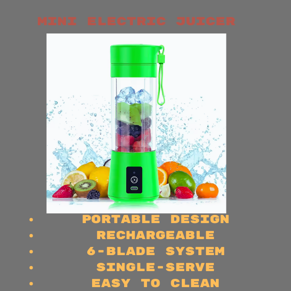 Portable Blender Cup,Electric USB Juicer Blender,,380ml, Six Blades Great for Mixing